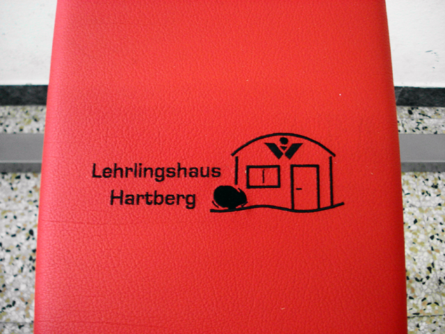 Lehrlingsheim Hartberg : In der Polsterung eingesticktes Logo